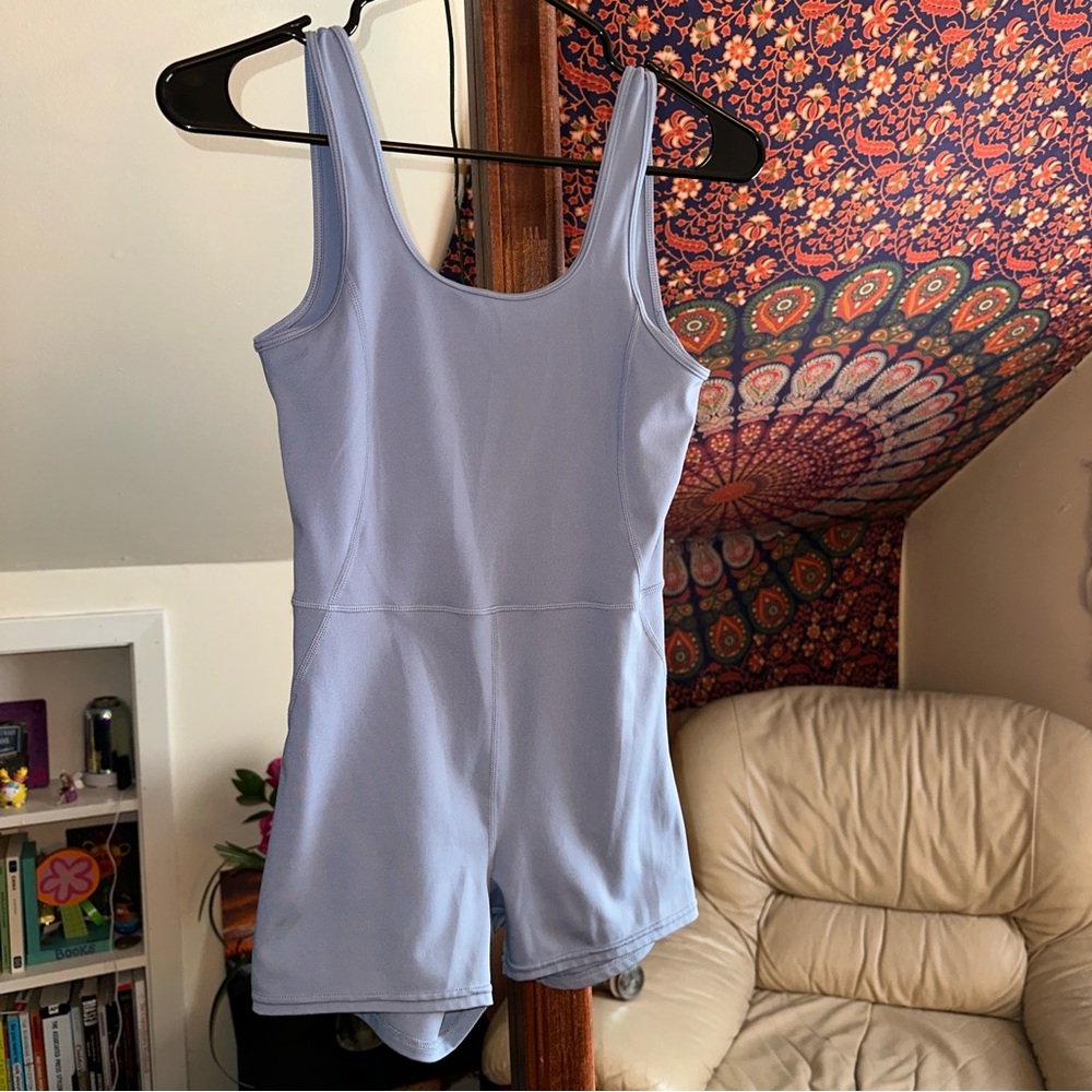 WellBeing + BeingWell Juniper romper in steel blue!